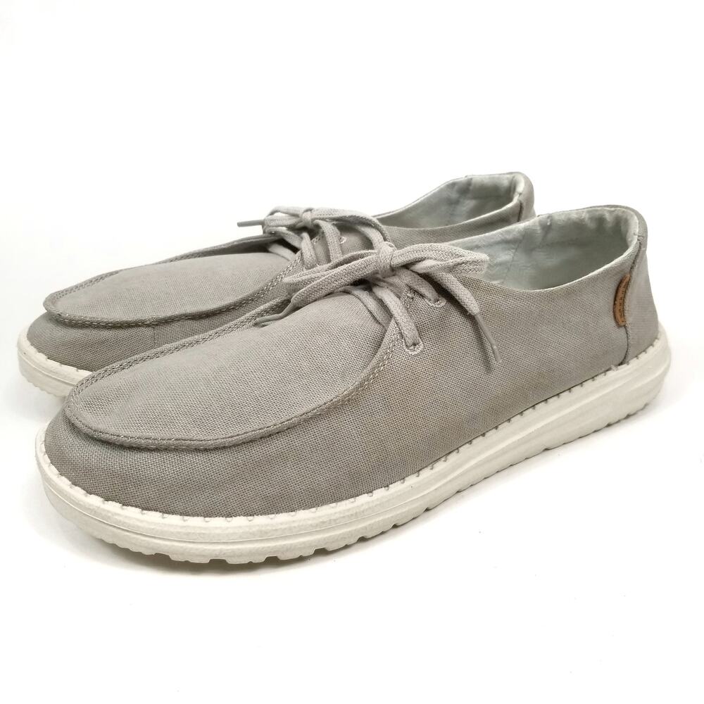 Hey Dude Wendy Women's Canvas Chambray Light Gray Shoes Sneakers Size 10